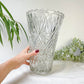 Vase vintage en verre motif géométrique