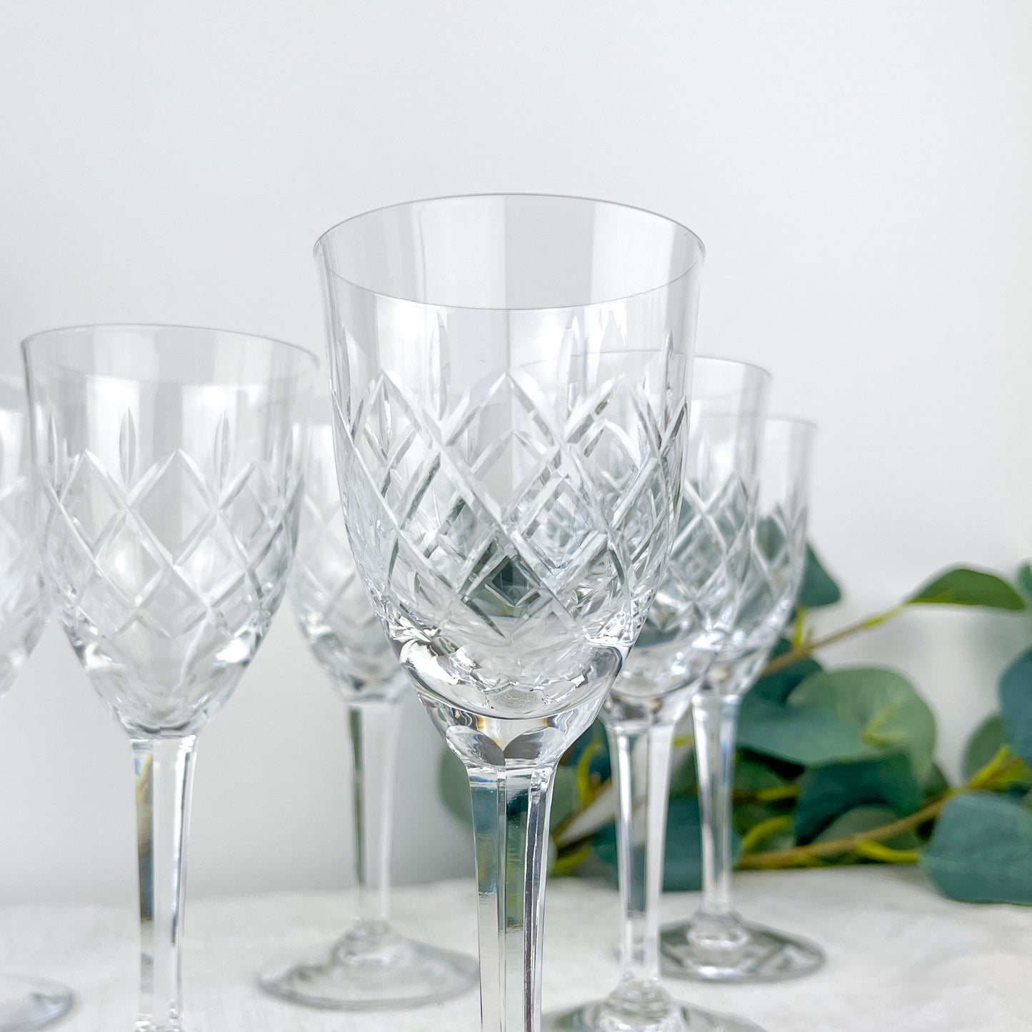 6 Verres à Eau en Cristal Taillé Vintage – Cristallerie de Lorraine Lemberg avec étiquette d’origine (Années 1950–1970)