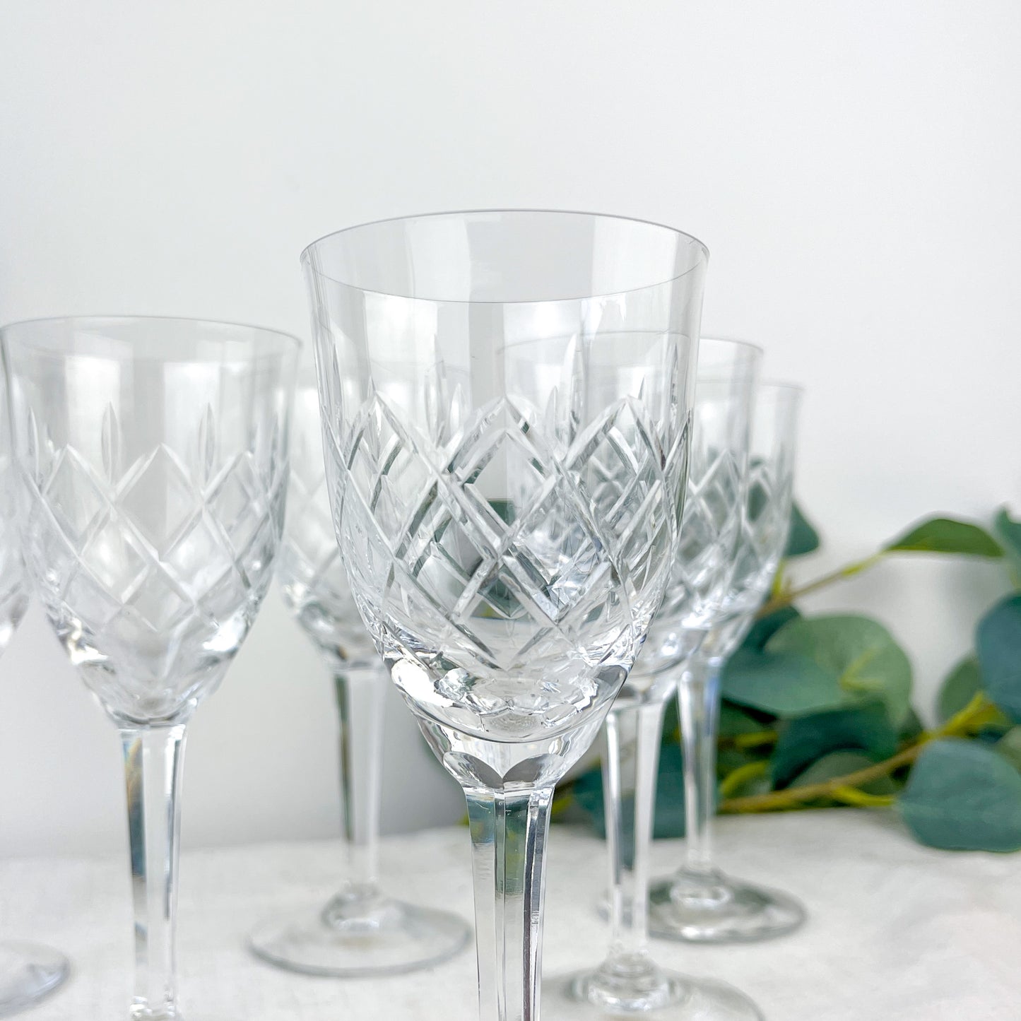 6 Verres à Eau en Cristal Taillé Vintage – Cristallerie de Lorraine Lemberg avec étiquette d’origine (Années 1950–1970)