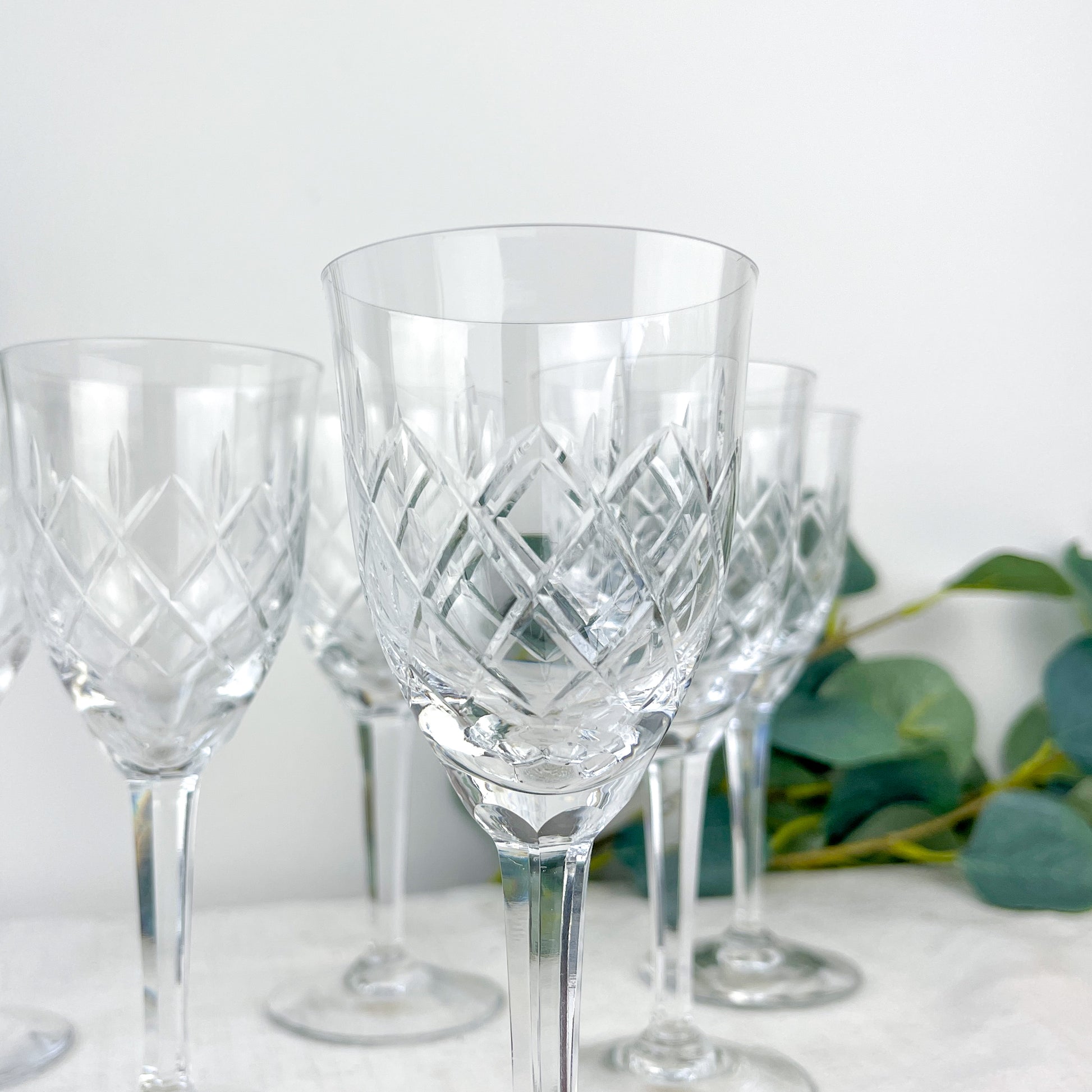 6 Verres à Eau en Cristal Taillé Vintage – Cristallerie de Lorraine Lemberg avec étiquette d’origine (Années 1950–1970)