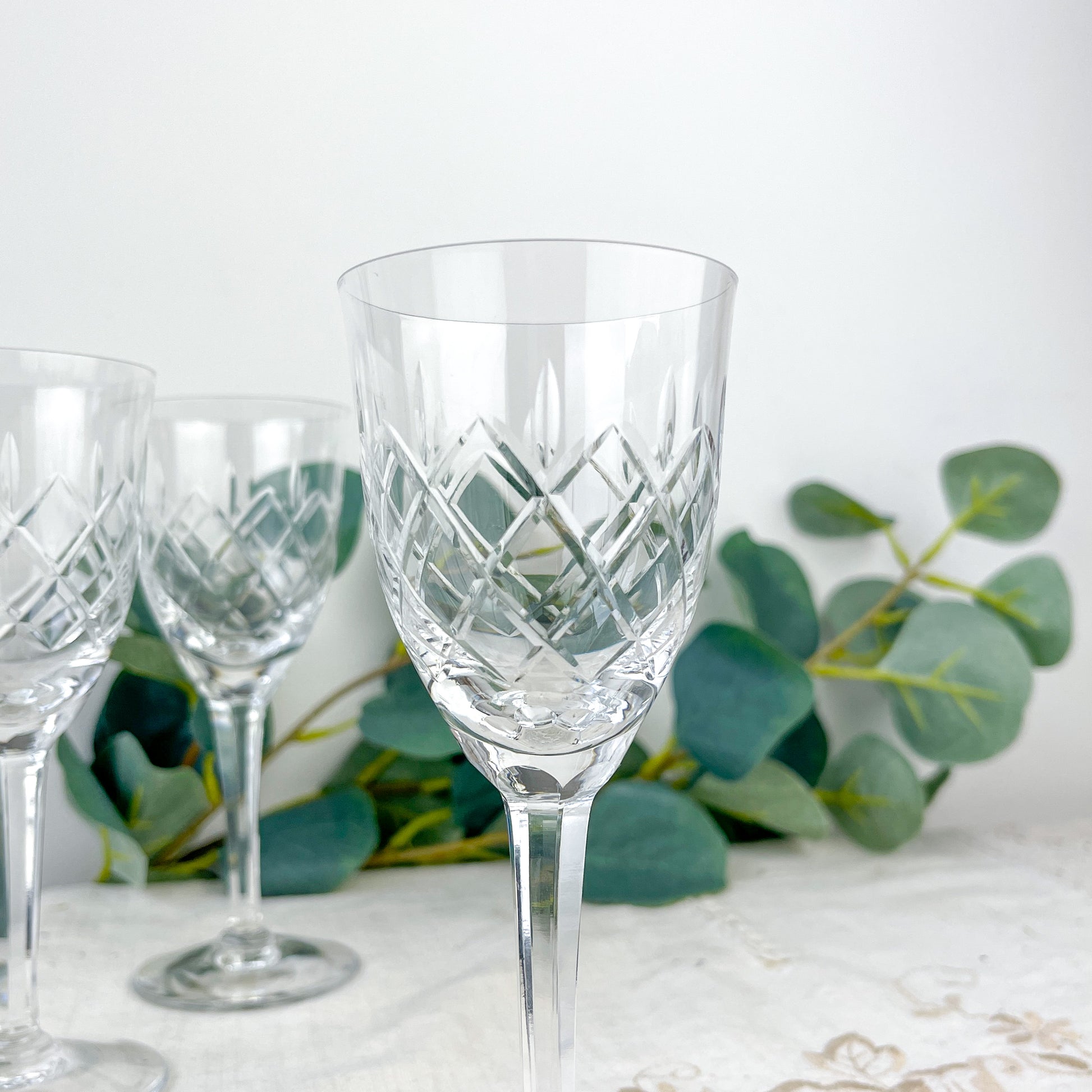 6 Verres à Eau en Cristal Taillé Vintage – Cristallerie de Lorraine Lemberg avec étiquette d’origine (Années 1950–1970)