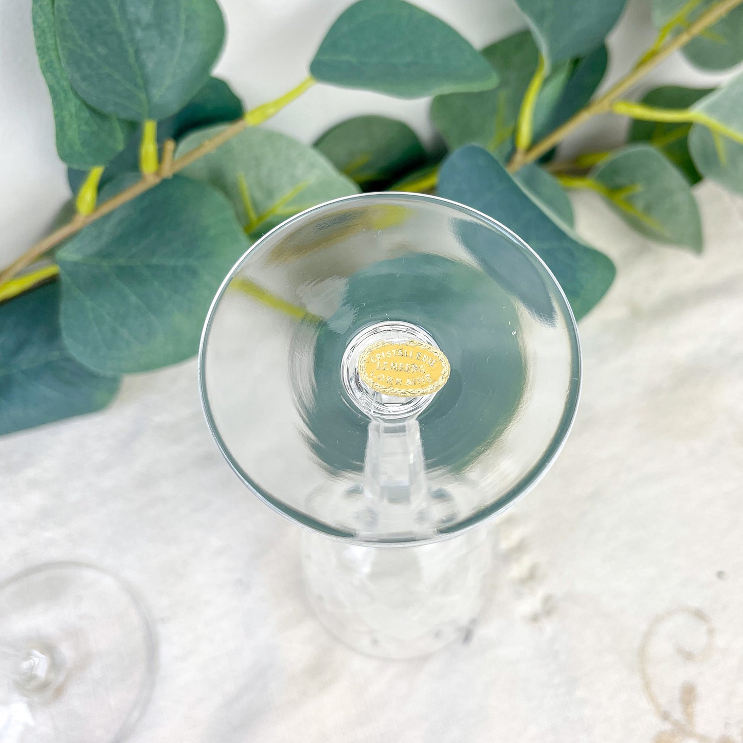 6 Verres à Eau en Cristal Taillé Vintage – Cristallerie de Lorraine Lemberg avec étiquette d’origine (Années 1950–1970)