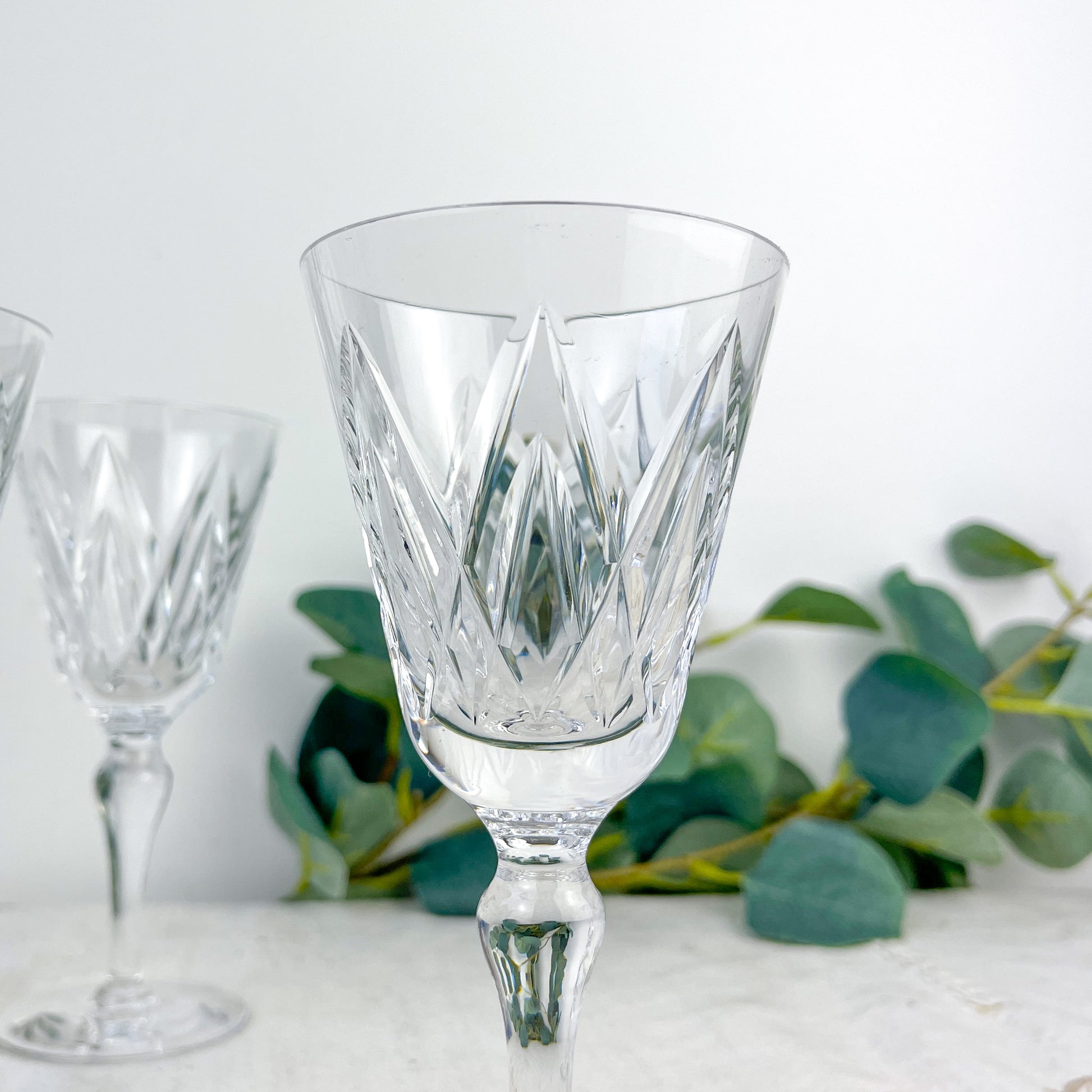 5 Verres à Eau York – Cristal Ciselé Stuart – Vintage Luxe