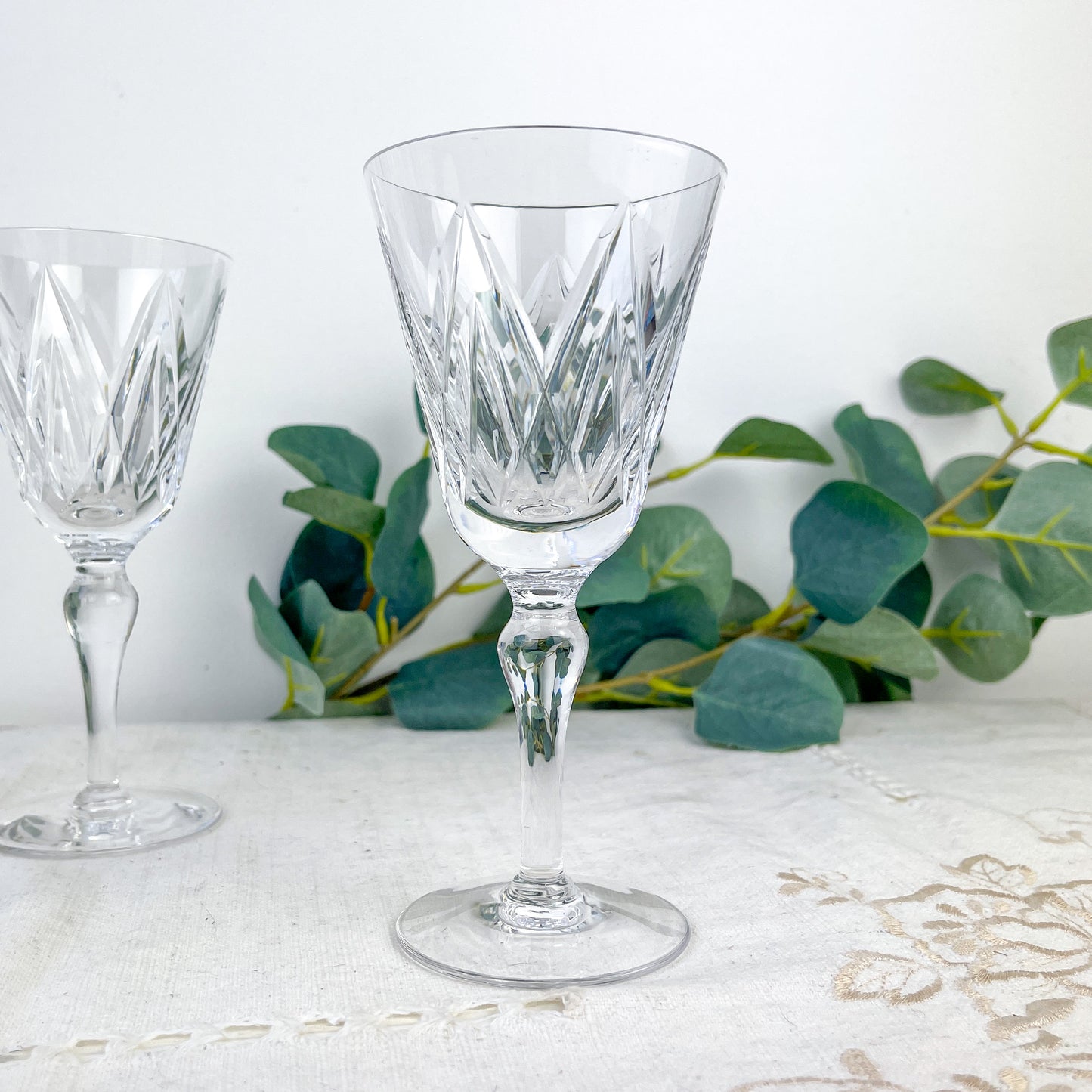 5 Verres à Eau York – Cristal Ciselé Stuart – Vintage Luxe