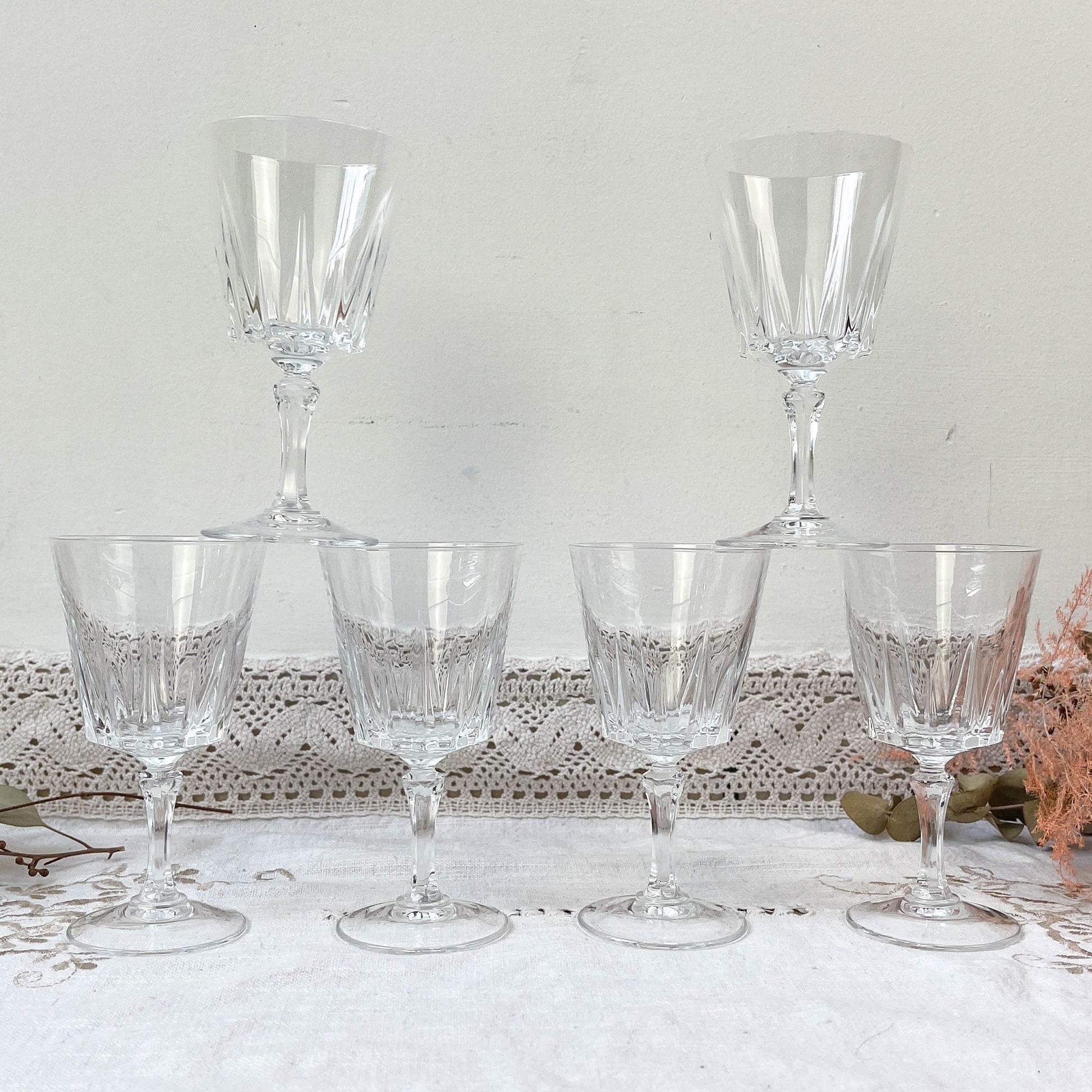 6 Verres à vin blanc Cristal D'Arques modèle VERSAILLES