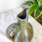 Carafe en grès flambé style art nouveau à coulures bleues et brunes 