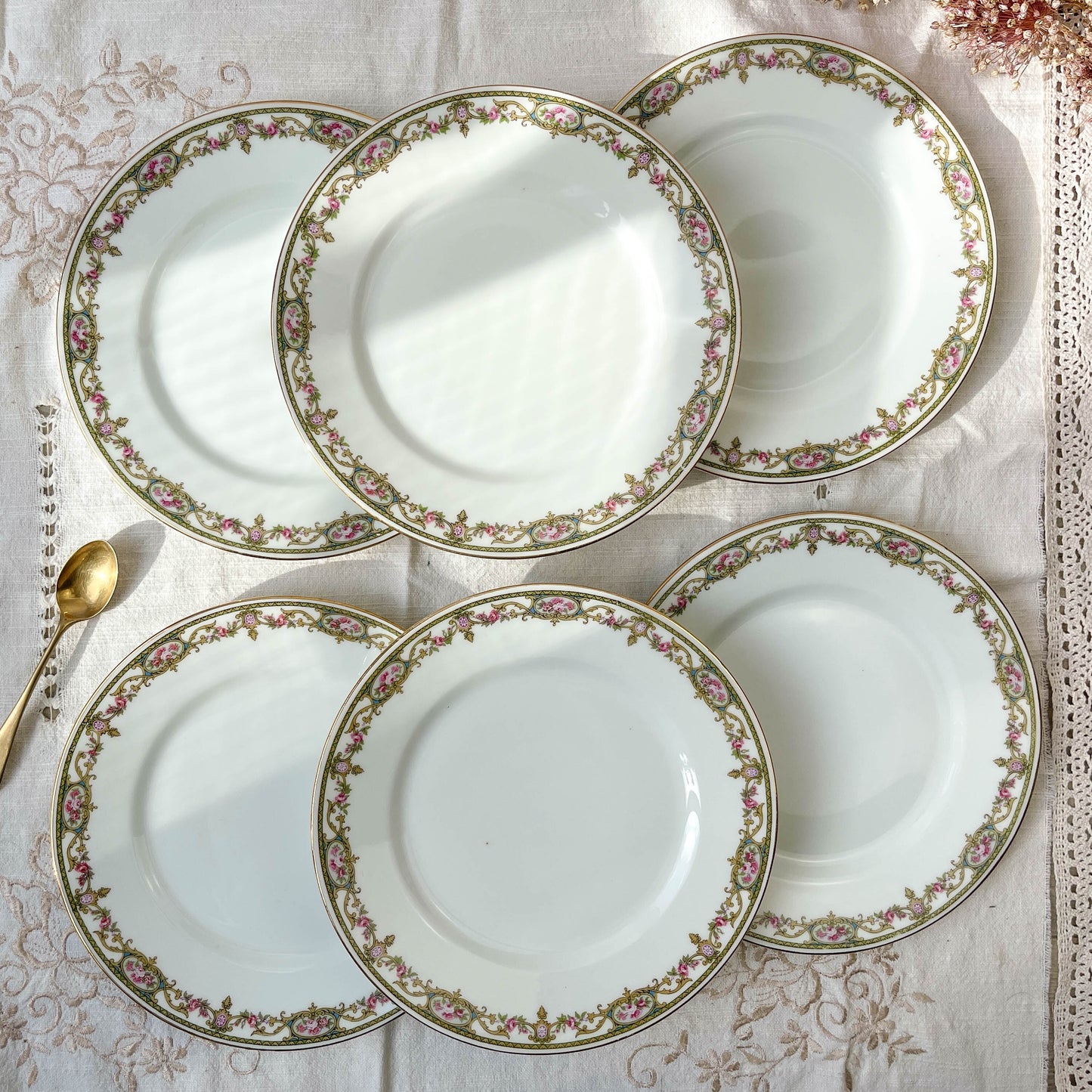 6 Petites assiettes porcelaine LIMOGES B&C motif fleuris