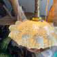 Baladeuse en verre de Clichy plissé jaune vintage