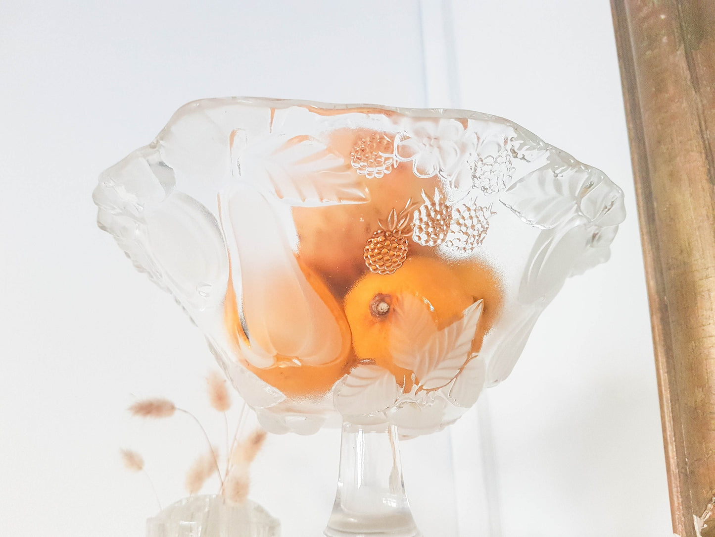 Coupe à fruit vintage en verre moulé