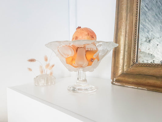 Coupe à fruit vintage en verre moulé