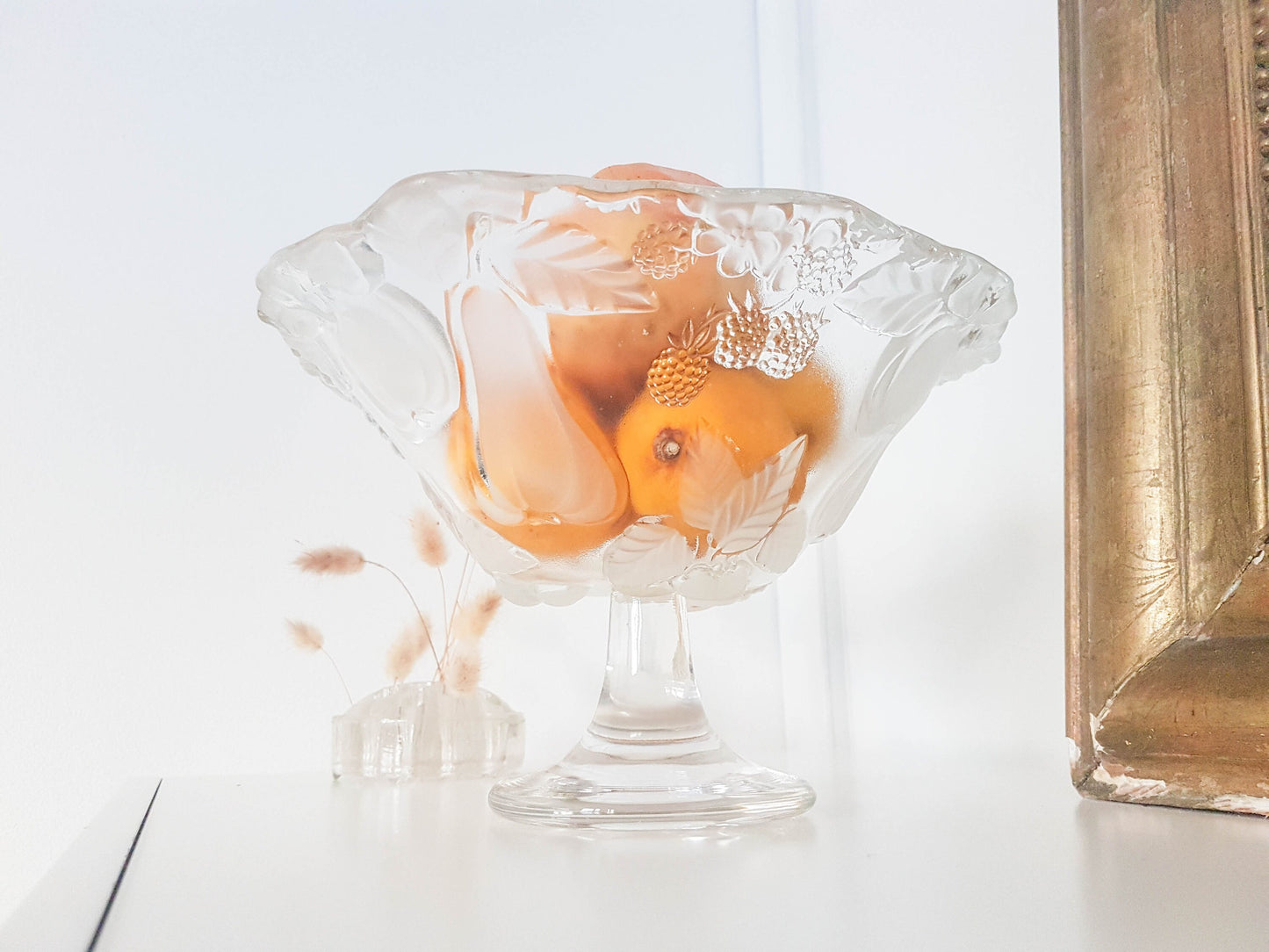 Coupe à fruit vintage en verre moulé