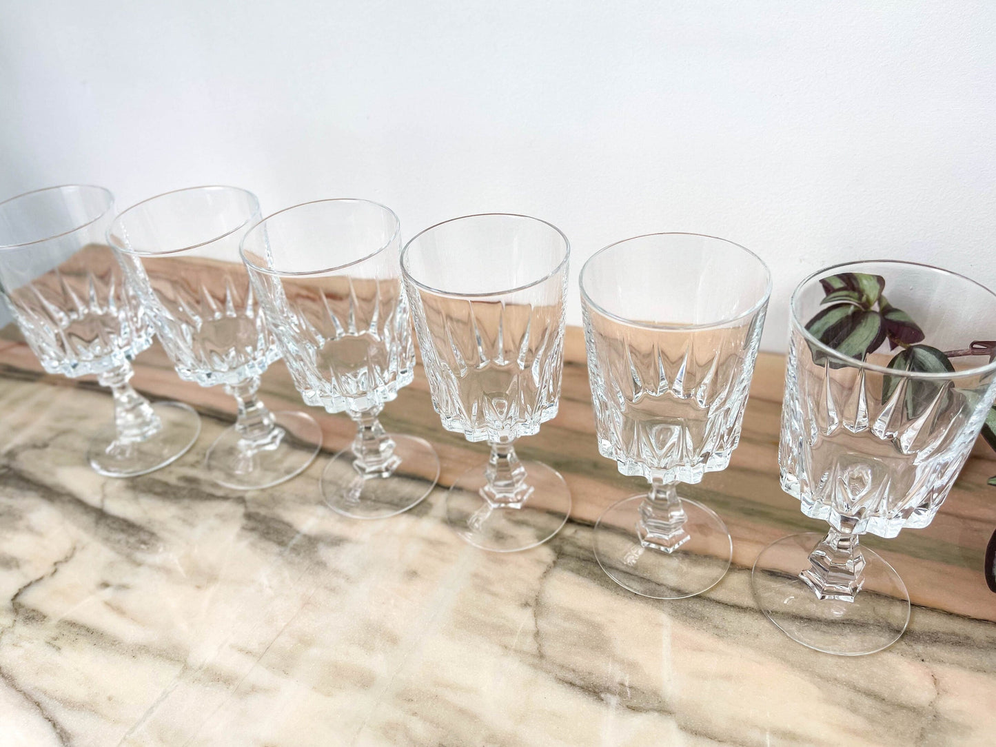 6 Cristal D'Arques water glasses, Louvre model