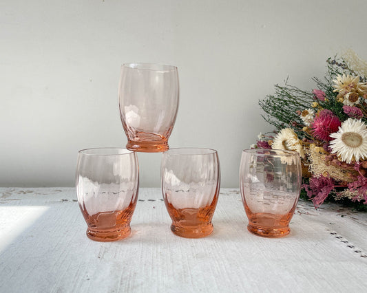 4 Verres à liqueur rose cannelés style Art déco Made in France - violn.fr